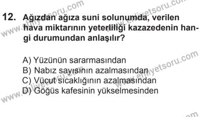 12 Temmuz 2014 Tarihli Sürücü Adayları Sınavı M Kitapçığı 12. Soru