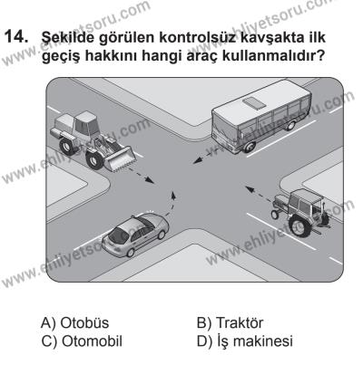 12 Temmuz 2014 Tarihli Sürücü Adayları Sınavı M Kitapçığı 14. Soru