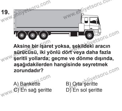 12 Temmuz 2014 Tarihli Sürücü Adayları Sınavı M Kitapçığı 19. Soru