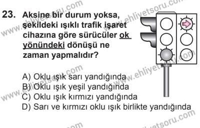 12 Temmuz 2014 Tarihli Sürücü Adayları Sınavı M Kitapçığı 23. Soru