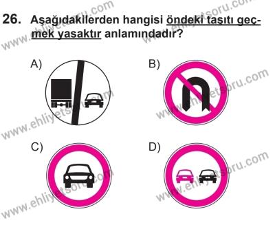 12 Temmuz 2014 Tarihli Sürücü Adayları Sınavı M Kitapçığı 26. Soru