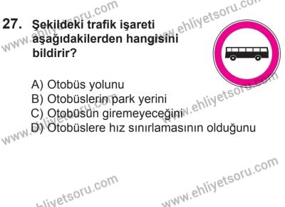 12 Temmuz 2014 Tarihli Sürücü Adayları Sınavı M Kitapçığı 27. Soru