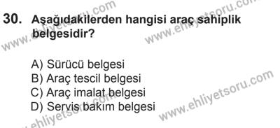 12 Temmuz 2014 Tarihli Sürücü Adayları Sınavı M Kitapçığı 30. Soru