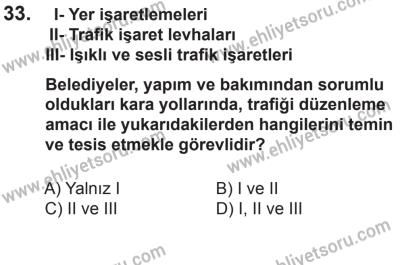 12 Temmuz 2014 Tarihli Sürücü Adayları Sınavı M Kitapçığı 33. Soru