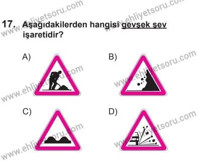 12 Temmuz 2014 Tarihli Sürücü Adayları Sınavı N Kitapçığı 17. Soru