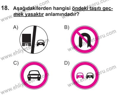 12 Temmuz 2014 Tarihli Sürücü Adayları Sınavı N Kitapçığı 18. Soru