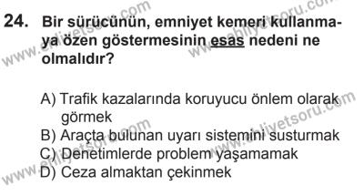 12 Temmuz 2014 Tarihli Sürücü Adayları Sınavı N Kitapçığı 24. Soru