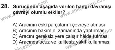 12 Temmuz 2014 Tarihli Sürücü Adayları Sınavı N Kitapçığı 28. Soru