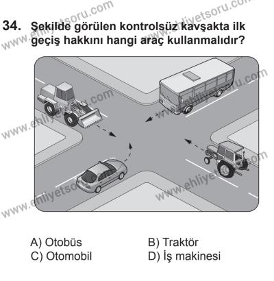 12 Temmuz 2014 Tarihli Sürücü Adayları Sınavı N Kitapçığı 34. Soru