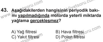 12 Temmuz 2014 Tarihli Sürücü Adayları Sınavı N Kitapçığı 43. Soru
