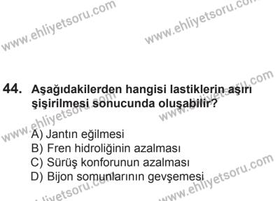 12 Temmuz 2014 Tarihli Sürücü Adayları Sınavı N Kitapçığı 44. Soru