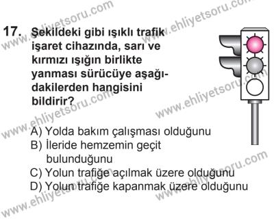 14 Haziran 2014 Tarihli Sürücü Adayları Sınavı K Kitapçığı 17. Soru