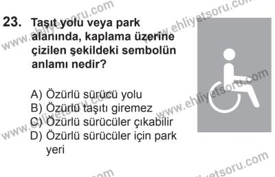 14 Haziran 2014 Tarihli Sürücü Adayları Sınavı K Kitapçığı 23. Soru