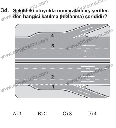 14 Haziran 2014 Tarihli Sürücü Adayları Sınavı K Kitapçığı 34. Soru