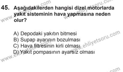 14 Haziran 2014 Tarihli Sürücü Adayları Sınavı K Kitapçığı 45. Soru