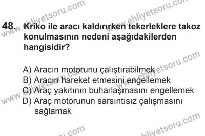 14 Haziran 2014 Tarihli Sürücü Adayları Sınavı K Kitapçığı 48. Soru