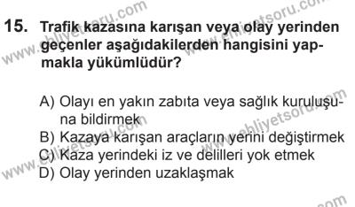 14 Haziran 2014 Tarihli Sürücü Adayları Sınavı L Kitapçığı 15. Soru
