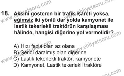 14 Haziran 2014 Tarihli Sürücü Adayları Sınavı L Kitapçığı 18. Soru