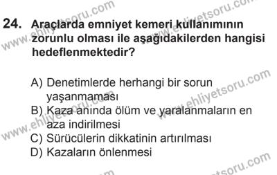 14 Haziran 2014 Tarihli Sürücü Adayları Sınavı L Kitapçığı 24. Soru