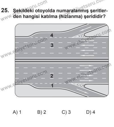 14 Haziran 2014 Tarihli Sürücü Adayları Sınavı L Kitapçığı 25. Soru