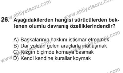 14 Haziran 2014 Tarihli Sürücü Adayları Sınavı L Kitapçığı 26. Soru