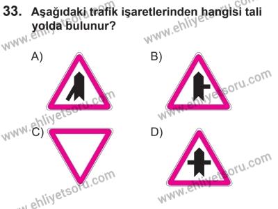 14 Haziran 2014 Tarihli Sürücü Adayları Sınavı L Kitapçığı 33. Soru