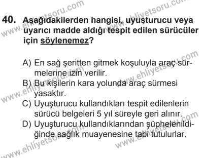 14 Haziran 2014 Tarihli Sürücü Adayları Sınavı L Kitapçığı 40. Soru