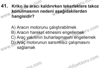 14 Haziran 2014 Tarihli Sürücü Adayları Sınavı L Kitapçığı 41. Soru