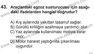14 Haziran 2014 Tarihli Sürücü Adayları Sınavı L Kitapçığı 43. Soru