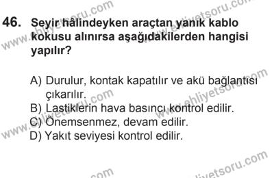 14 Haziran 2014 Tarihli Sürücü Adayları Sınavı L Kitapçığı 46. Soru
