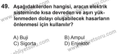 14 Haziran 2014 Tarihli Sürücü Adayları Sınavı L Kitapçığı 49. Soru