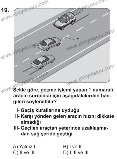 14 Haziran 2014 Tarihli Sürücü Adayları Sınavı M Kitapçığı 19. Soru