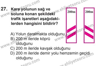 14 Haziran 2014 Tarihli Sürücü Adayları Sınavı M Kitapçığı 27. Soru