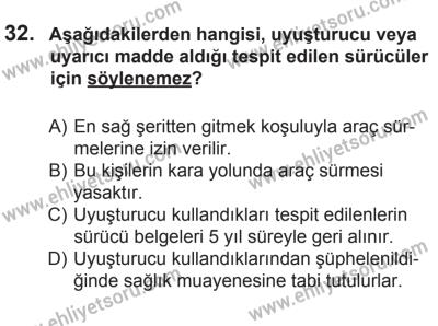14 Haziran 2014 Tarihli Sürücü Adayları Sınavı M Kitapçığı 32. Soru