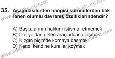 14 Haziran 2014 Tarihli Sürücü Adayları Sınavı M Kitapçığı 35. Soru
