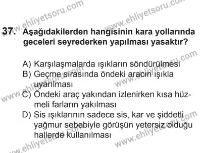 14 Haziran 2014 Tarihli Sürücü Adayları Sınavı M Kitapçığı 37. Soru