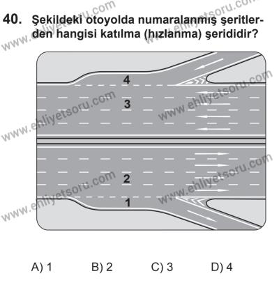 14 Haziran 2014 Tarihli Sürücü Adayları Sınavı M Kitapçığı 40. Soru