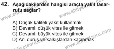 14 Haziran 2014 Tarihli Sürücü Adayları Sınavı M Kitapçığı 42. Soru