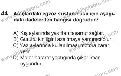 14 Haziran 2014 Tarihli Sürücü Adayları Sınavı M Kitapçığı 44. Soru