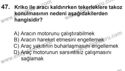 14 Haziran 2014 Tarihli Sürücü Adayları Sınavı M Kitapçığı 47. Soru