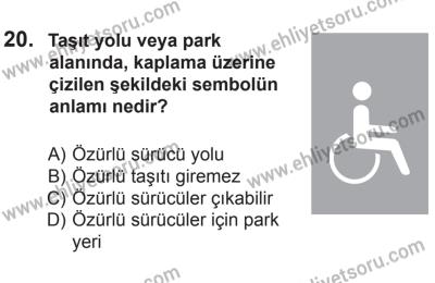 14 Haziran 2014 Tarihli Sürücü Adayları Sınavı N Kitapçığı 20. Soru