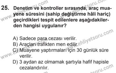14 Haziran 2014 Tarihli Sürücü Adayları Sınavı N Kitapçığı 25. Soru