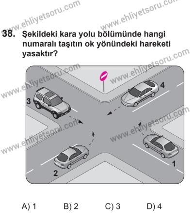 14 Haziran 2014 Tarihli Sürücü Adayları Sınavı N Kitapçığı 38. Soru