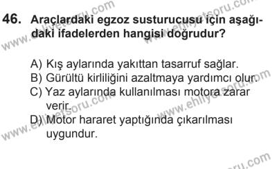 14 Haziran 2014 Tarihli Sürücü Adayları Sınavı N Kitapçığı 46. Soru
