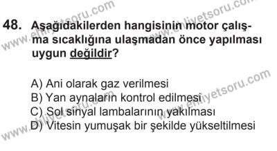 14 Haziran 2014 Tarihli Sürücü Adayları Sınavı N Kitapçığı 48. Soru