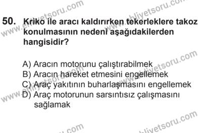 14 Haziran 2014 Tarihli Sürücü Adayları Sınavı N Kitapçığı 50. Soru