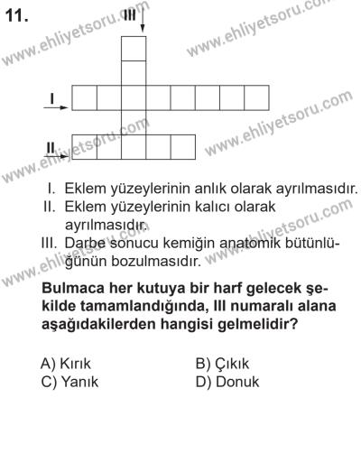 14 Nisan 2016 Tarihli Sürücü Adayları Sınavı K Kitapçığı 1Oturumu 11. Soru