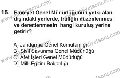 14 Nisan 2016 Tarihli Sürücü Adayları Sınavı K Kitapçığı 1Oturumu 15. Soru