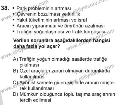 14 Nisan 2016 Tarihli Sürücü Adayları Sınavı K Kitapçığı 1Oturumu 38. Soru