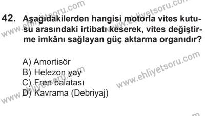 14 Nisan 2016 Tarihli Sürücü Adayları Sınavı K Kitapçığı 1Oturumu 42. Soru